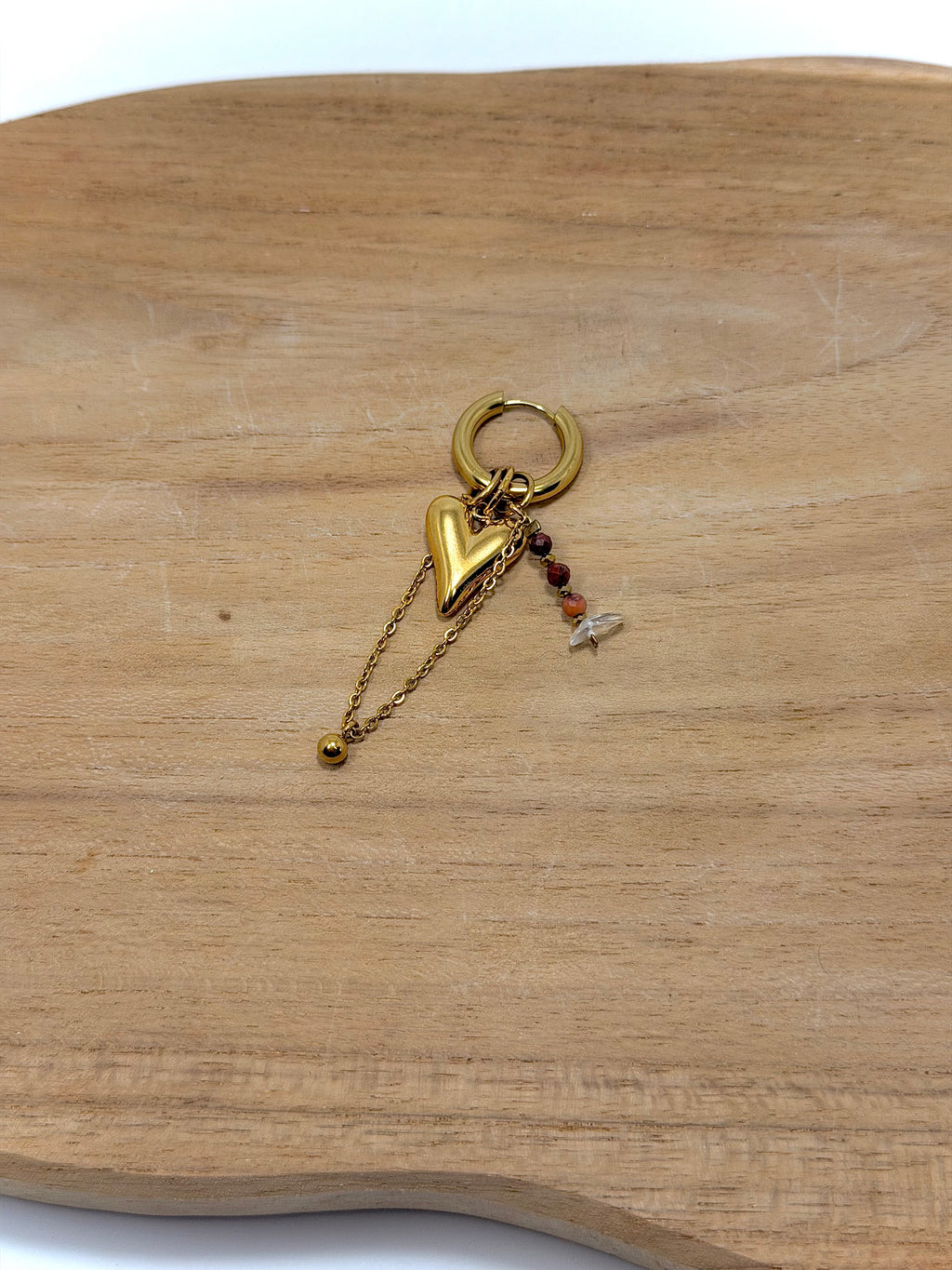 Breloque pierre naturelles orange et acier inoxydable pour personnaliser tes boucles d'oreille