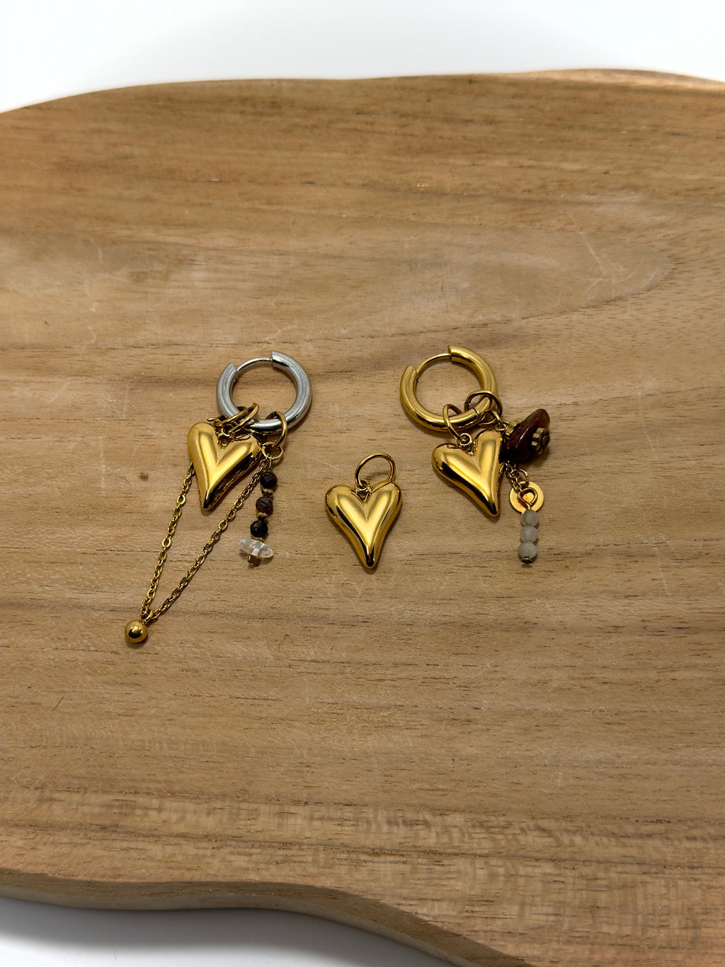 Breloque coeur bombé pour boucles d'oreille