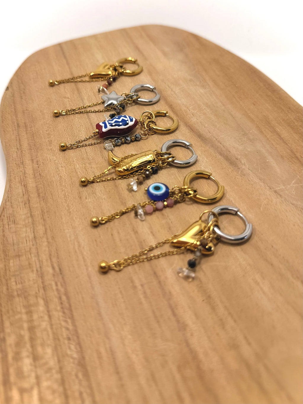 Personnalisation de boucle d'oreille avec breloque en chaine et pierres naturelles 